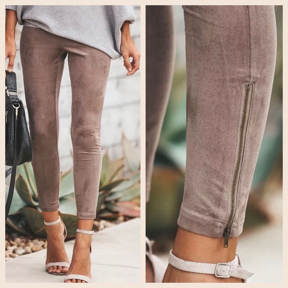 Farrah | Luxe Soft Faux Brushed Suede Leggings - Picture 3 of 8